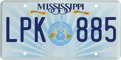 MS license plate LPK885