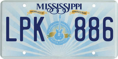 MS license plate LPK886