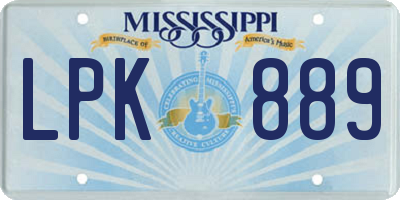 MS license plate LPK889