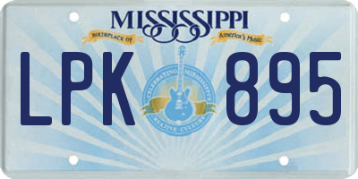 MS license plate LPK895