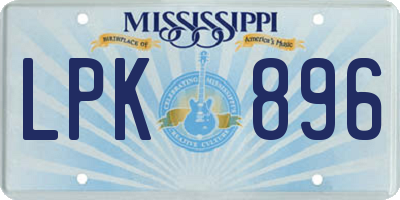 MS license plate LPK896