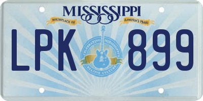 MS license plate LPK899