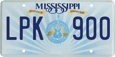 MS license plate LPK900