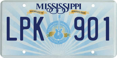 MS license plate LPK901