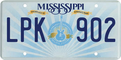 MS license plate LPK902