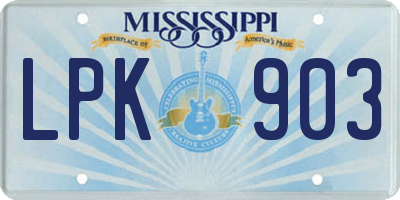 MS license plate LPK903