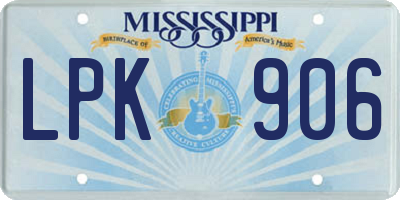 MS license plate LPK906