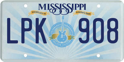 MS license plate LPK908