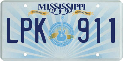 MS license plate LPK911