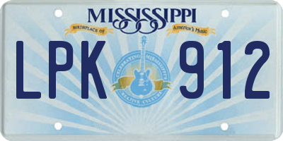 MS license plate LPK912