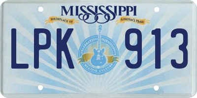MS license plate LPK913