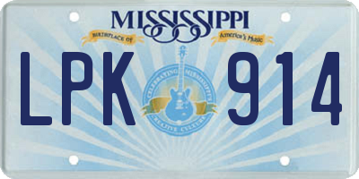 MS license plate LPK914