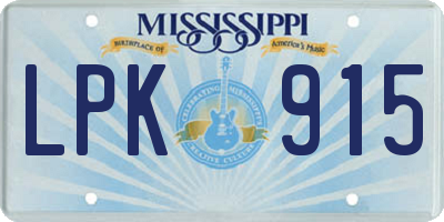 MS license plate LPK915