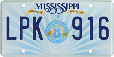 MS license plate LPK916