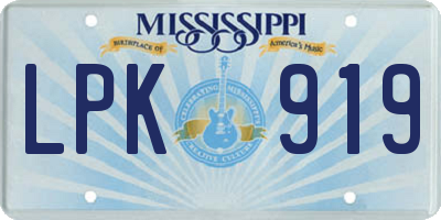 MS license plate LPK919