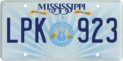 MS license plate LPK923
