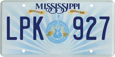 MS license plate LPK927
