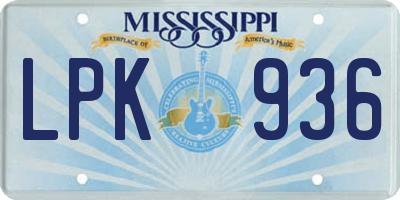 MS license plate LPK936