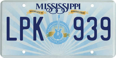MS license plate LPK939