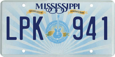 MS license plate LPK941