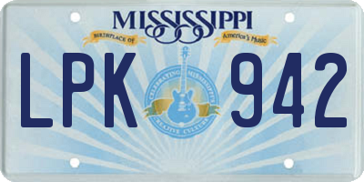 MS license plate LPK942