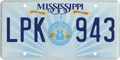 MS license plate LPK943