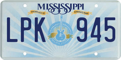 MS license plate LPK945