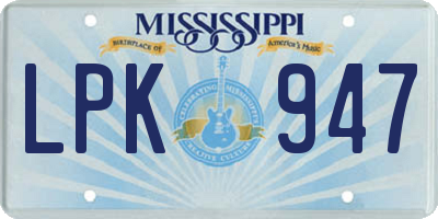 MS license plate LPK947