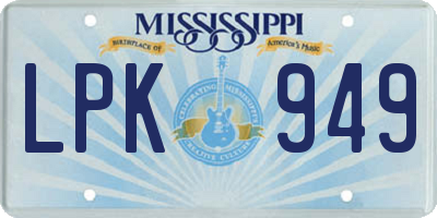 MS license plate LPK949