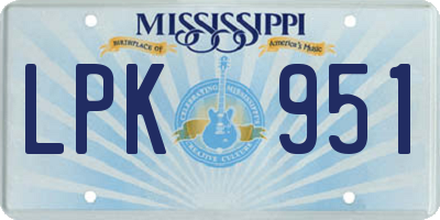 MS license plate LPK951