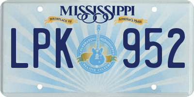 MS license plate LPK952