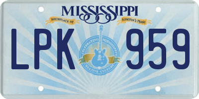 MS license plate LPK959
