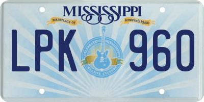 MS license plate LPK960