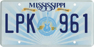 MS license plate LPK961