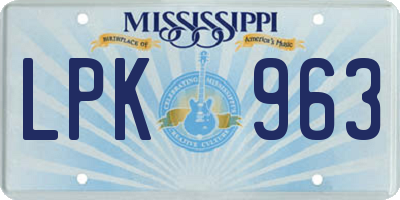 MS license plate LPK963