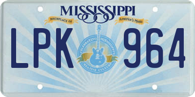 MS license plate LPK964