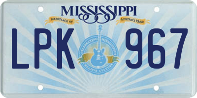 MS license plate LPK967