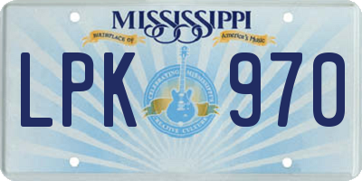 MS license plate LPK970