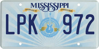MS license plate LPK972