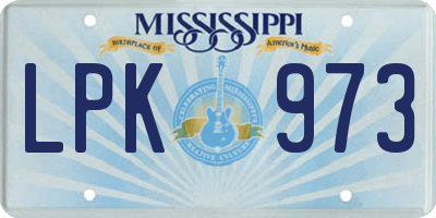 MS license plate LPK973
