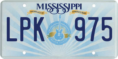 MS license plate LPK975