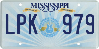 MS license plate LPK979