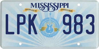 MS license plate LPK983