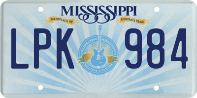 MS license plate LPK984