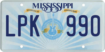 MS license plate LPK990