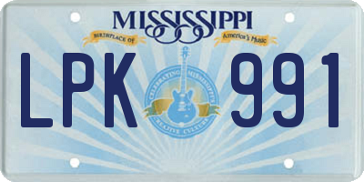 MS license plate LPK991