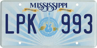 MS license plate LPK993