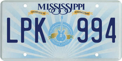 MS license plate LPK994
