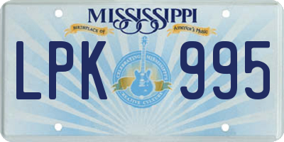 MS license plate LPK995