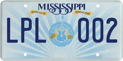 MS license plate LPL002